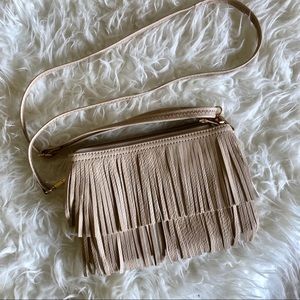 NWOT Tan Fringe Crossover Bag